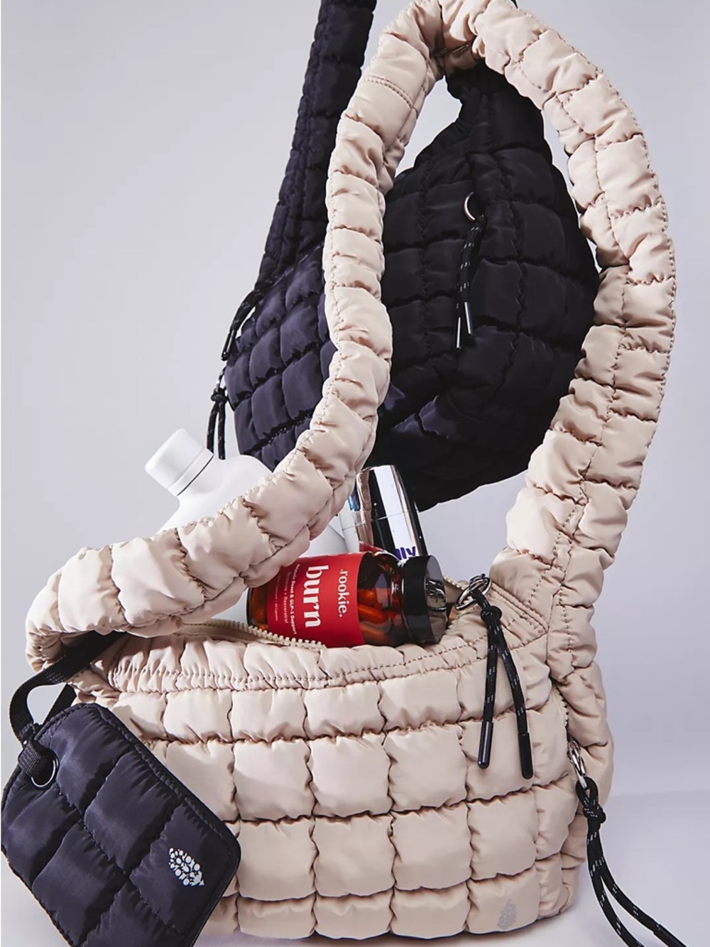 Free People FP Movement Quilted Baby Carryall Sling Bag In Tofu Taupe New - Picture 2 of 16